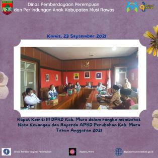 Kepala DPP-PA Kab. Mura menghadiri Undangan Rapat Komisi III DPRD Kab. Mura